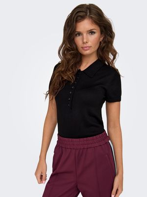 ONLCATHRINE SS POLO NECK EX KNT Black