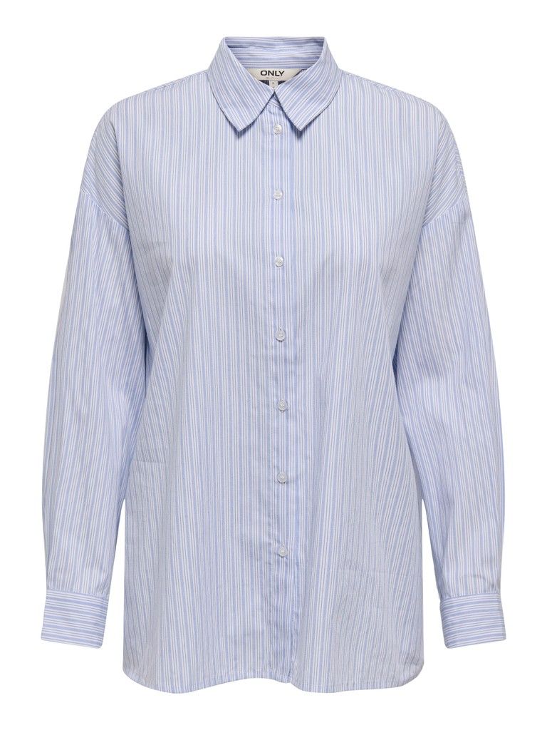 ONLRIMINI LIFE LS SHIRT MOCH WVN Bright White-W BLUE TONS STRIP