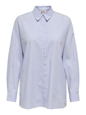 ONLRIMINI LIFE LS SHIRT MOCH WVN Bright White-W BLUE TONS STRIP