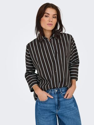 ONLNANCY GRACE L/S SHIRT WVN Chocolate Torte-W. CASHMERE B