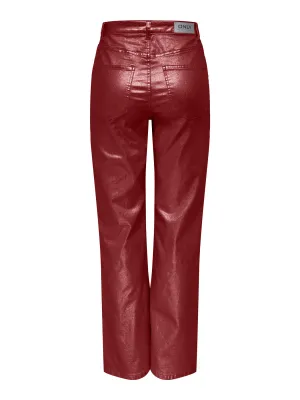 ONLJUICY-VIV HW W METAL COATED PANT PNT Syrah