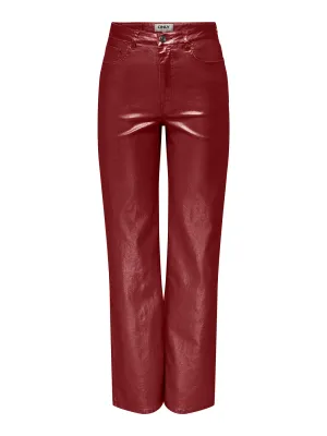 ONLJUICY-VIV HW W METAL COATED PANT PNT Syrah
