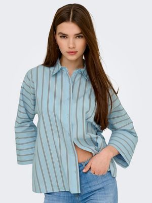 ONLNANCY GRACE L/S SHIRT WVN Cashmere Blue-W SEAL BROWN
