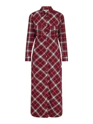 ONLWREN CHECK L/S LONG SHIRT DRESS WVN Syrah/Checked pulse