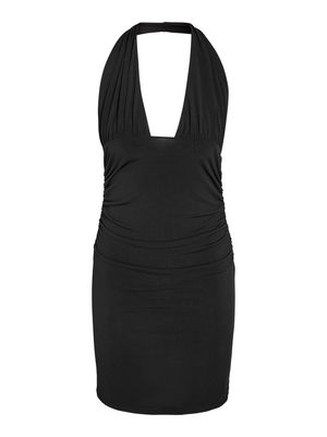 NMBELLA S/L HALTER SHORT DRESS TNT/15 Black