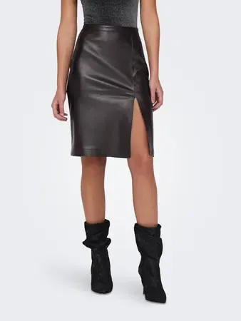 ​ONLOLINE FAUX LEATHER SKIRT OTW NOOS Chocolate Torte