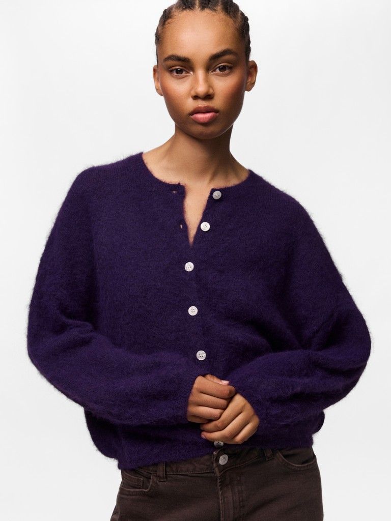 PCALLIE LS O-NECK KNIT CARDIGAN NOOS BC Acai/Melange