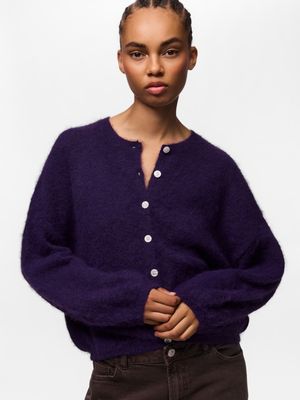 PCALLIE LS O-NECK KNIT CARDIGAN NOOS BC Acai/Melange