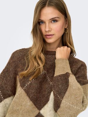 ONLNOEME LIFE LS JQ O-NECK NOOS KNT Chestnut/Cocoa Creme