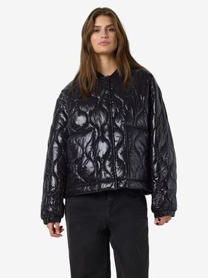 NMALLIE SHINY QUILTED JACKET Black-LEO