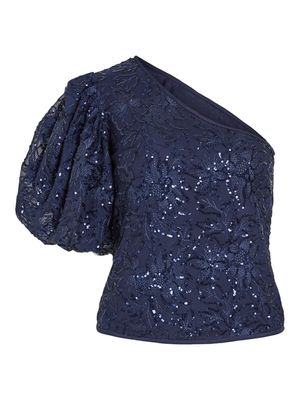 VICELESTE ONE SHOULDER SEQUIN TOP/ROUGE Blueprint