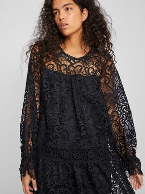 VISEVILLA LS O-NECK KNEE DRESS/ROUGE Meteorite
