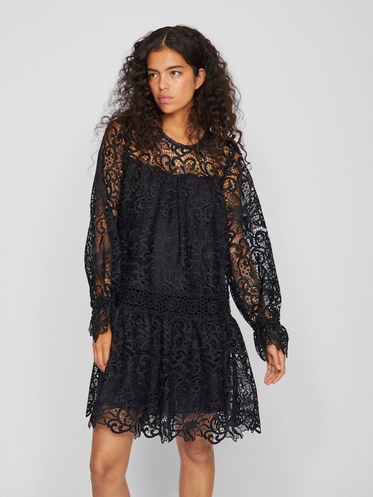VISEVILLA LS O-NECK KNEE DRESS/ROUGE Meteorite