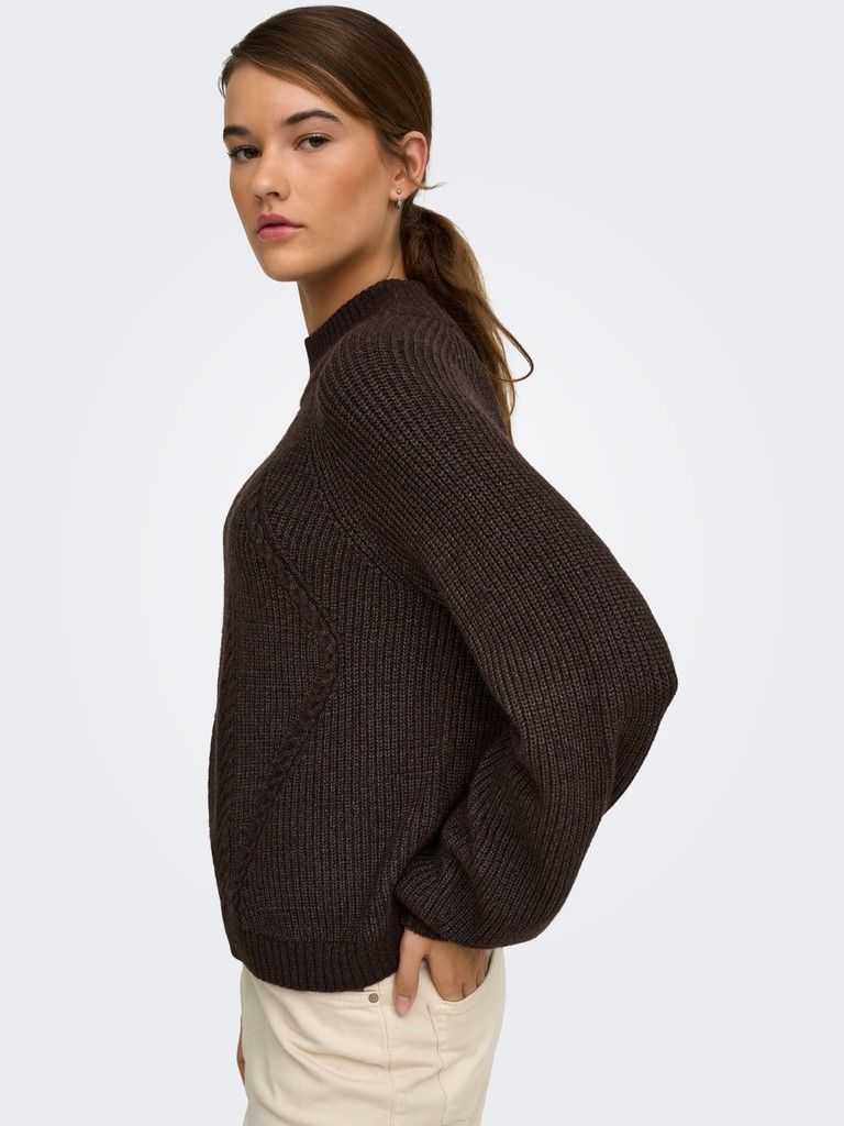 ONLKATIA LS DETAIL HIGHNECK NOOS KNT Chocolate Torte/Melange