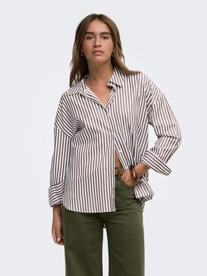 JDYVESPER L/S LOOSE SHIRT WVN NOOS Cloud Dancer-CAPPUCINO