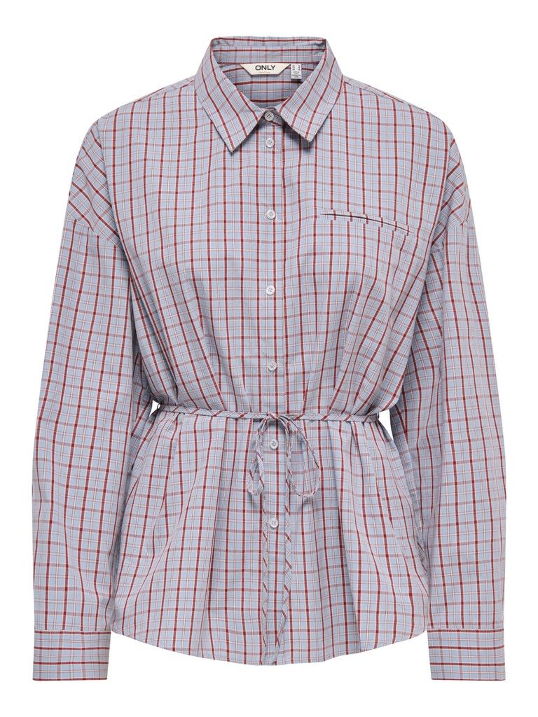 ONLZIVA LS CHECK SHIRT WVN EX Blue Fog/white/red