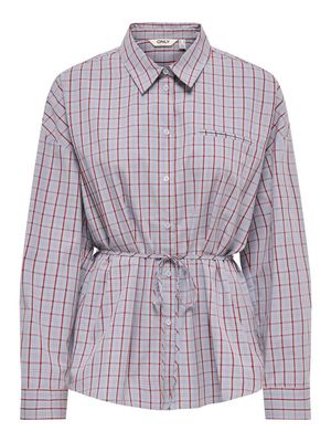 ONLZIVA LS CHECK SHIRT WVN EX Blue Fog/white/red