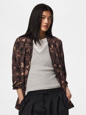 PCBOSELLA 3/4 PRINTED BLAZER NOOS BC Major Brown/FLOWER