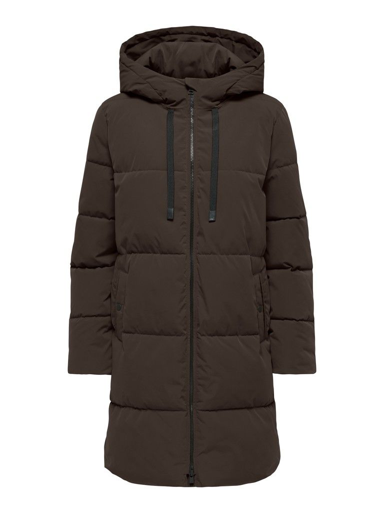 JDYBLAIR LONG HOOD PUFFER OTW SIJ NOOS Chocolate Torte-CONTRAST BLACK
