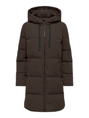 JDYBLAIR LONG HOOD PUFFER OTW SIJ NOOS Chocolate Torte-CONTRAST BLACK