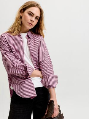 JXJAMIE LS RELAXED POPLIN SHIRT WVN NOOS Orchid Smoke/DEMITAS
