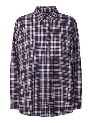PCVIOLET LS FLANNEL SHIRT WVN Plum Perfect/Maritim
