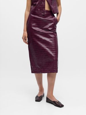OBJSALVA HW PENCIL PU SKIRT E AW FAIR  Mauve Wine