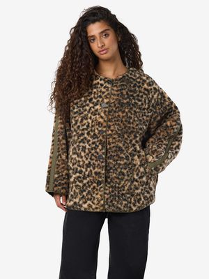NMFELINE LOOSE TEDDY JACKET FWD Birch/LEO