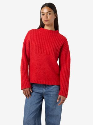 NMNYLA L/S LOOSE HIGH NECK KNIT FWD DD Racing Red