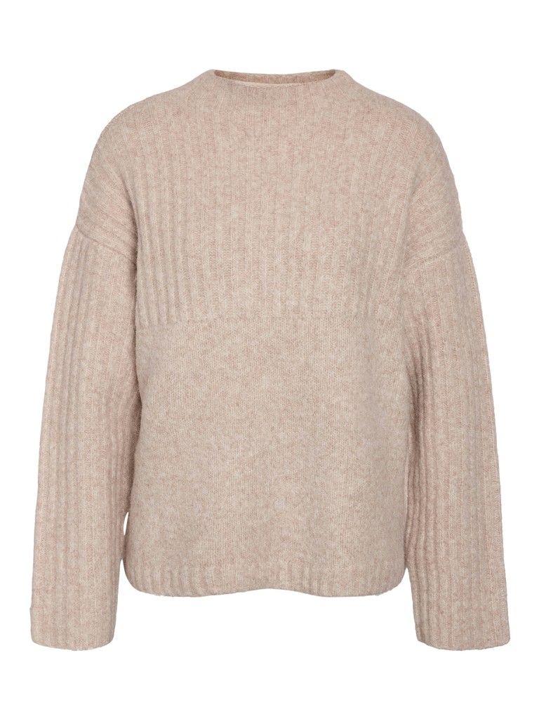 NMNYLA L/S LOOSE HIGH NECK KNIT FWD DD Humus/MELANGE