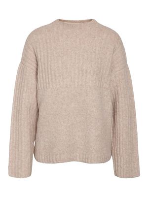 NMNYLA L/S LOOSE HIGH NECK KNIT FWD DD Humus/MELANGE