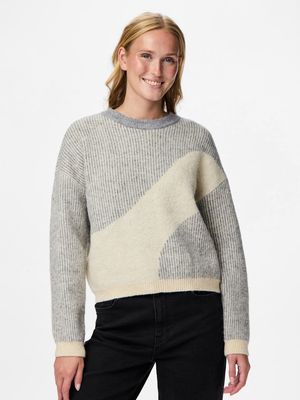 PCLINNA O-NECK LOOSE KNIT PWP BC December Sky/Birch