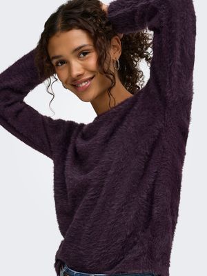 JDYPRIME JAYLA L/S ON PULLOVER KNT NOOS Plum Perfect