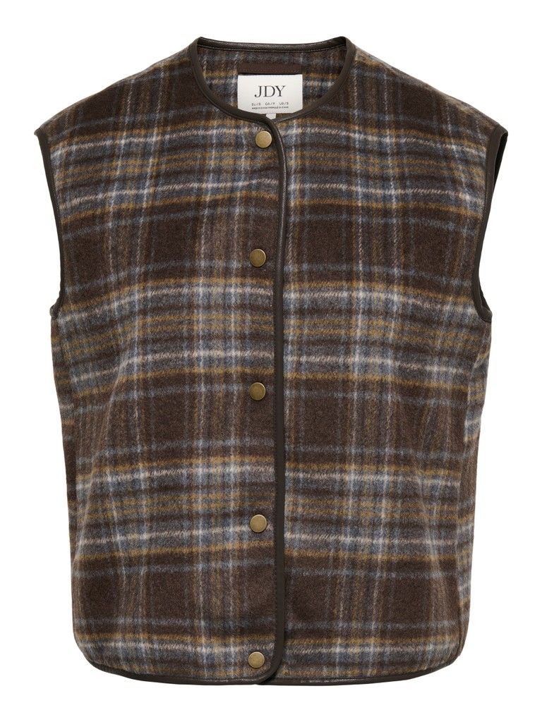 JDYANNABEL CHECK WAISTCOAT OTW HAB Chocolate Torte-CHECK