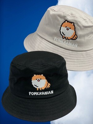 Pomeranian 松鼠狗刺繡漁夫帽