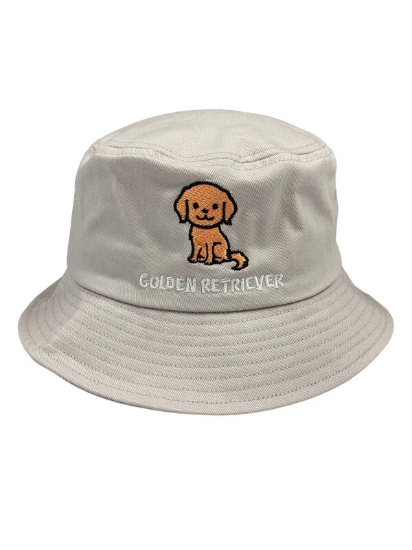 Golden Retriever Embroidery Bucket Hat, Color: Light Grey, Size: Free Size (56-58cm)