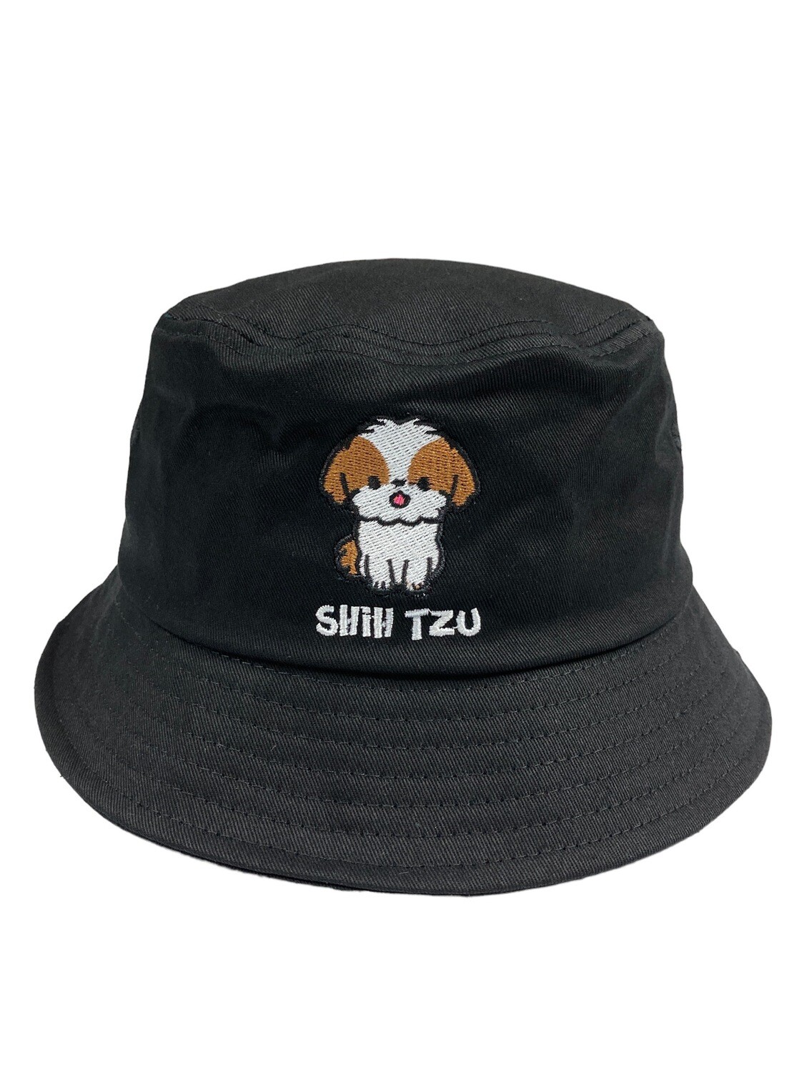 Shih Tzu Embroidery Bucket Hat, Color: Black