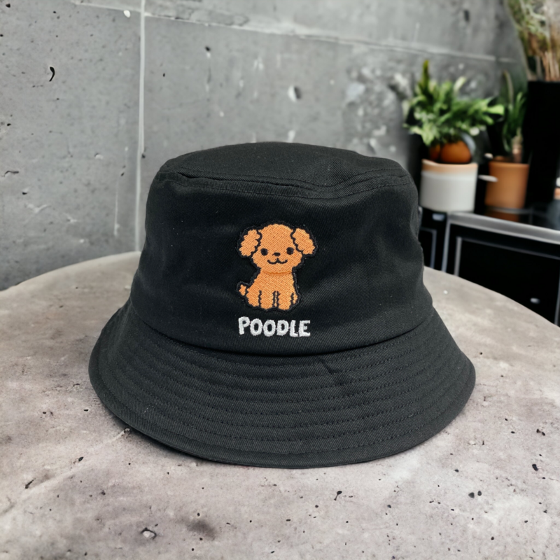 Poodle Embroidery Bucket Hat