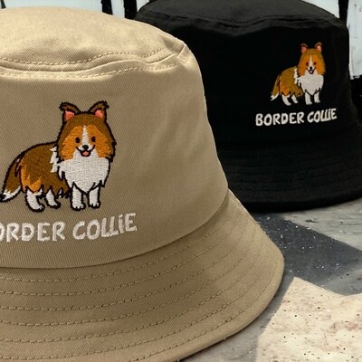 Border Collie Embroidery Bucket Hat