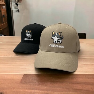 Chihuahua B/W Embroidery Baseball Cap