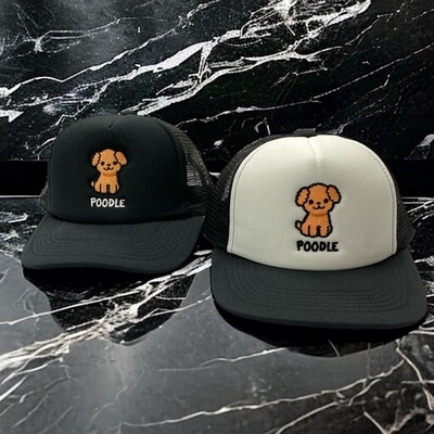 Poodle Embroidery Mesh Trucker Cap
