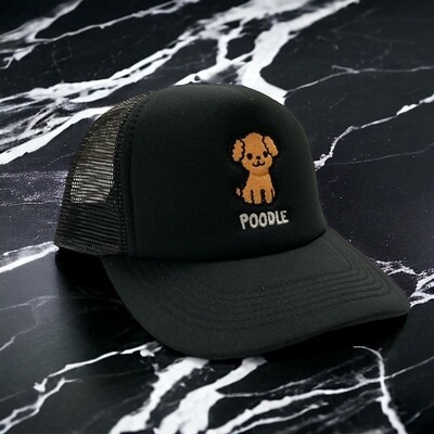 Poodle Embroidery Mesh Trucker Cap