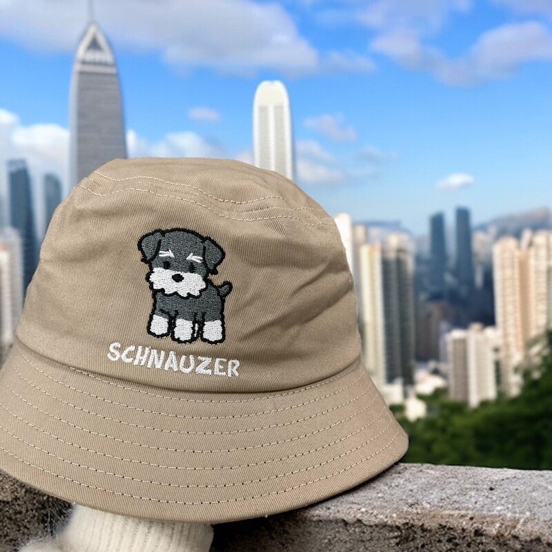 Schnauzer Embroidery Bucket Hat