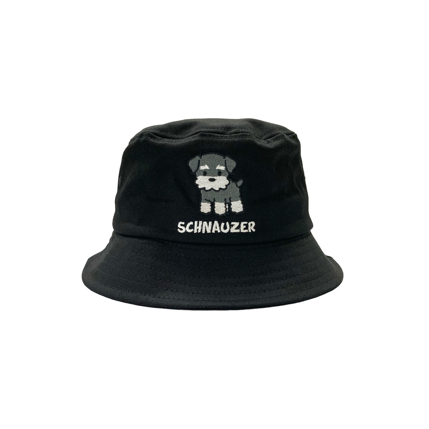 Schnauzer Embroidery Bucket Hat, Color: Black, Size: Free Size (56-58cm)