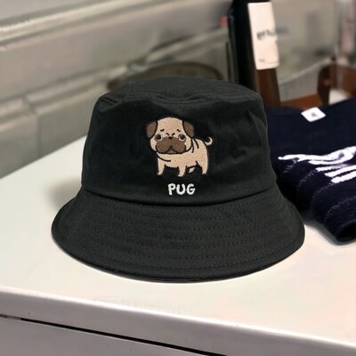 Pug 八哥刺繡漁夫帽