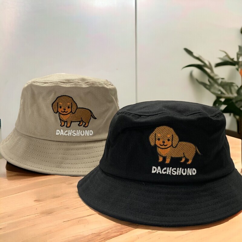 Dachshund Embroidery Bucket Hat