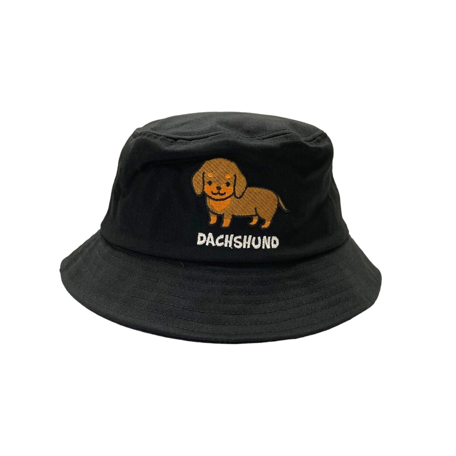 Dachshund Embroidery Bucket Hat, Color: Black, Size: Free Size (56-58cm)