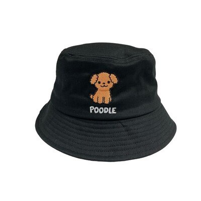 Poodle Embroidery Bucket Hat, Color: Black