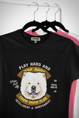 White Chow Chow &quot;Play Hard And Nap Hard&quot; Unisex T-shirt