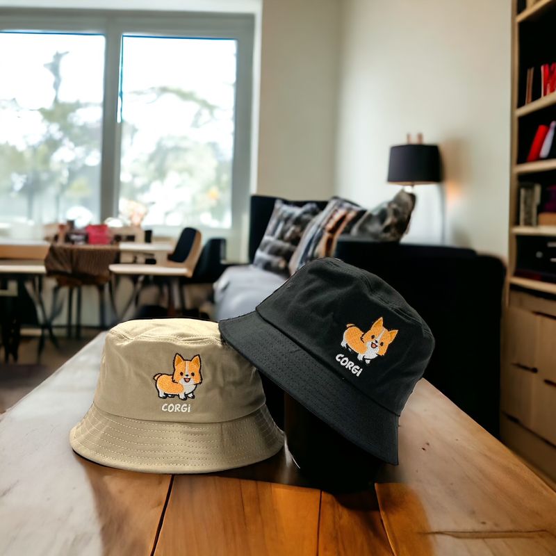 Corgi Embroidery Bucket Hat